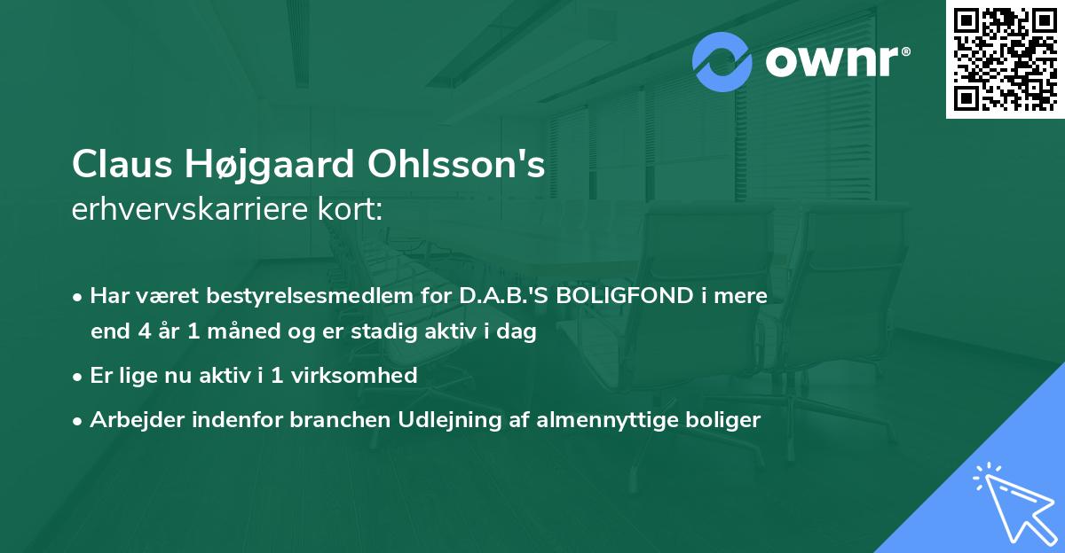 Claus Højgaard Ohlsson's erhvervskarriere kort