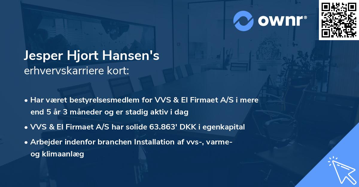 Jesper Hjort Hansen's erhvervskarriere kort