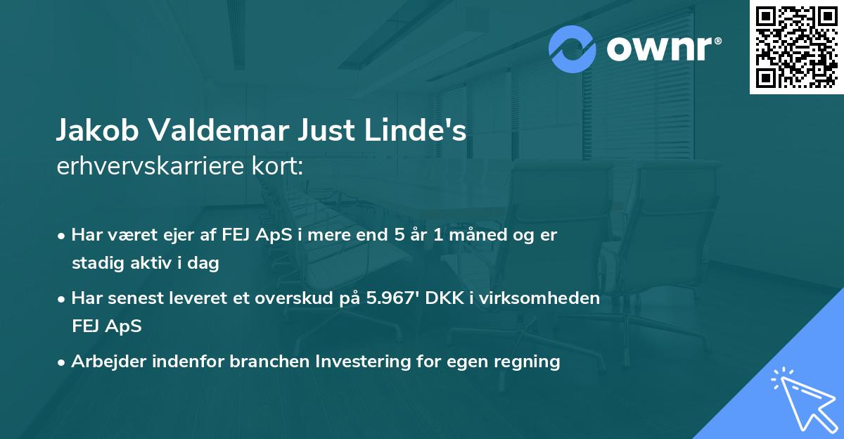 Jakob Valdemar Just Linde's erhvervskarriere kort