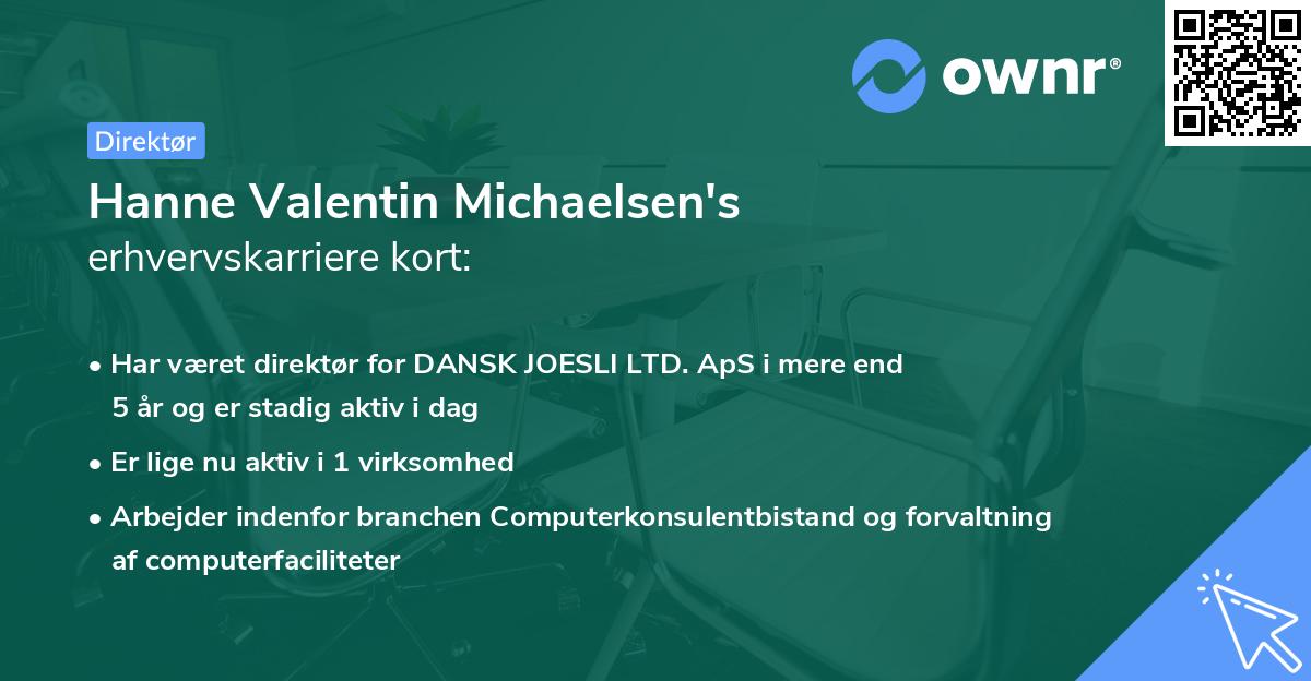 Hanne Valentin Michaelsen's erhvervskarriere kort