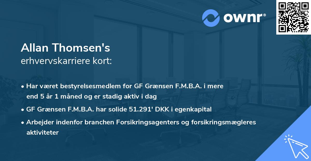 Allan Thomsen's erhvervskarriere kort