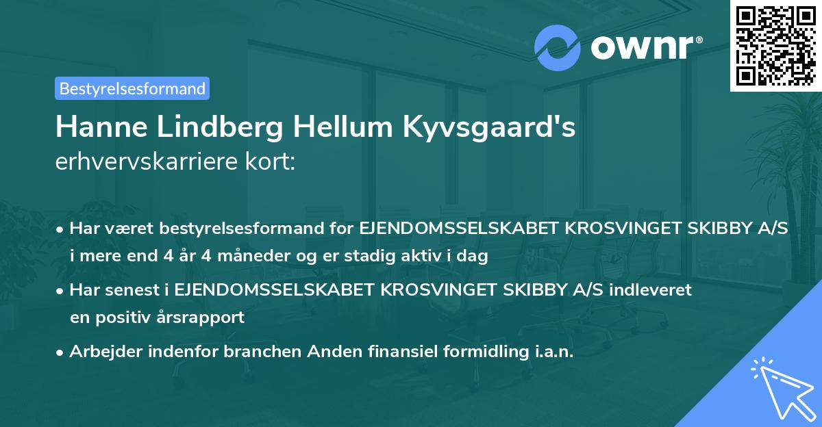 Hanne Lindberg Hellum Kyvsgaard's erhvervskarriere kort