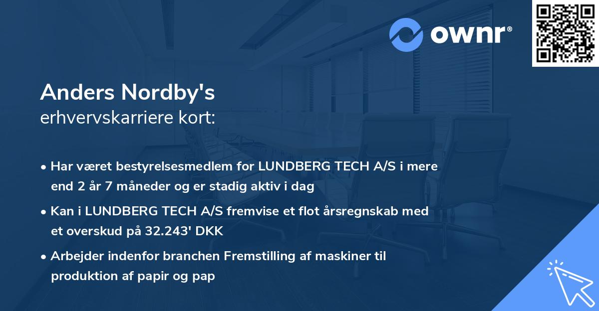 Anders Nordby's erhvervskarriere kort