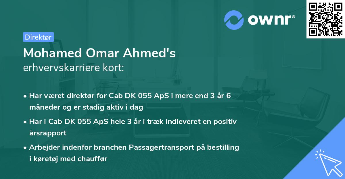 Mohamed Omar Ahmed's erhvervskarriere kort