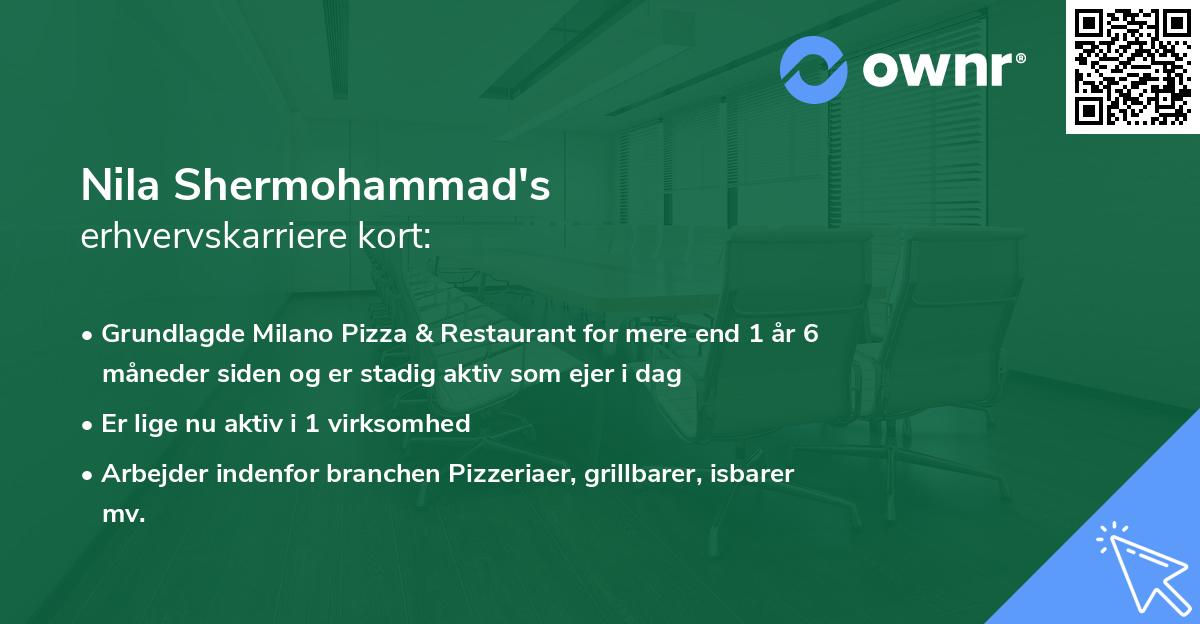 Nila Shermohammad's erhvervskarriere kort