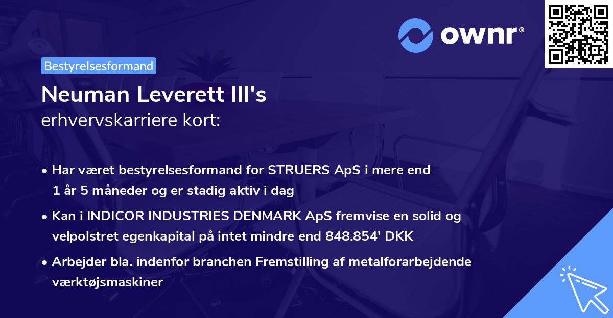 Neuman Leverett III's erhvervskarriere kort