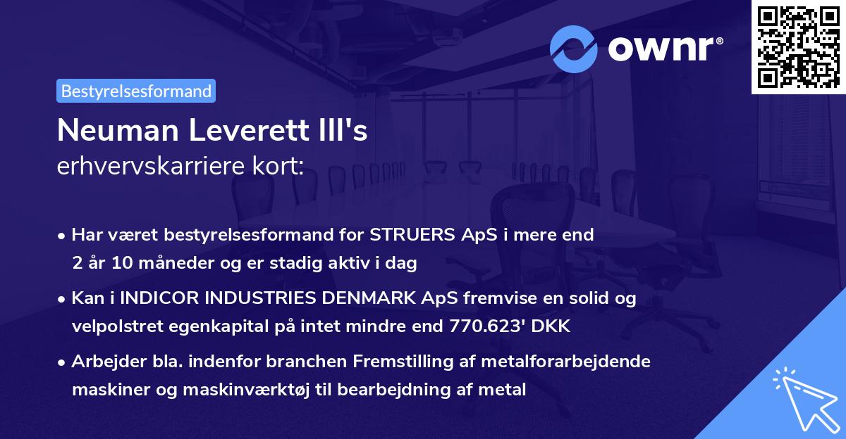 Neuman Leverett III's erhvervskarriere kort