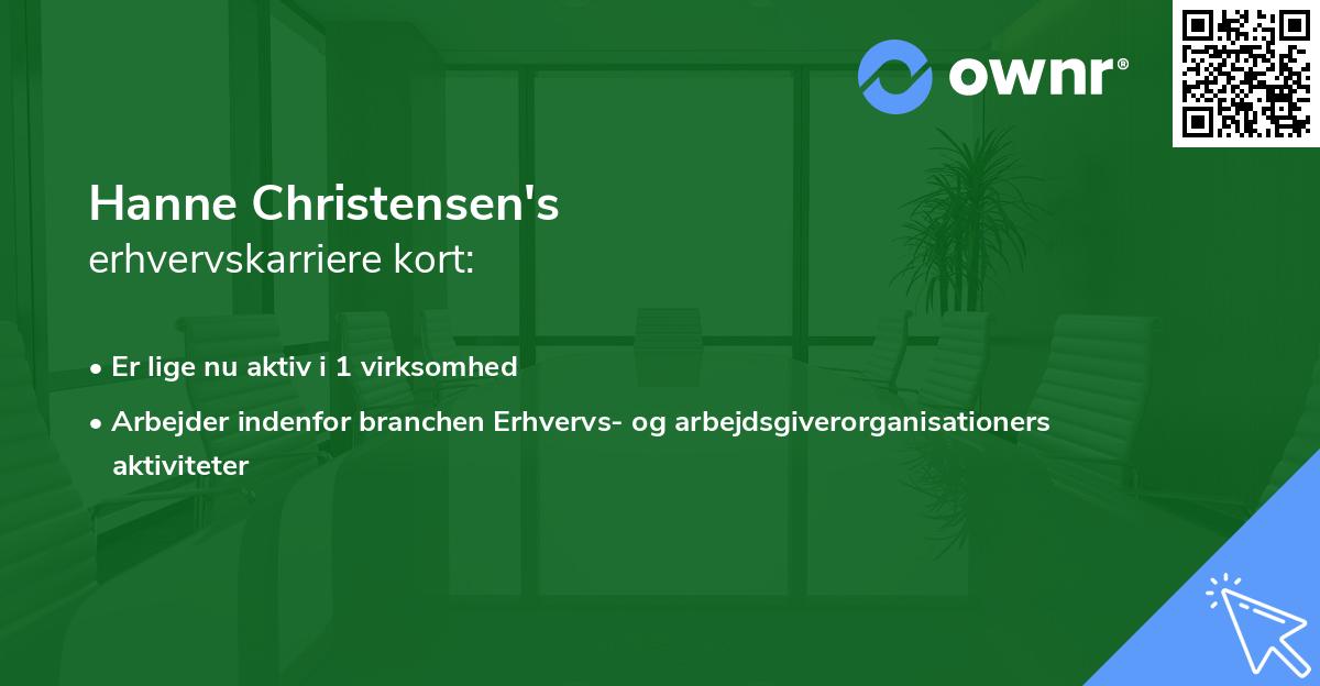 Hanne Christensen's erhvervskarriere kort