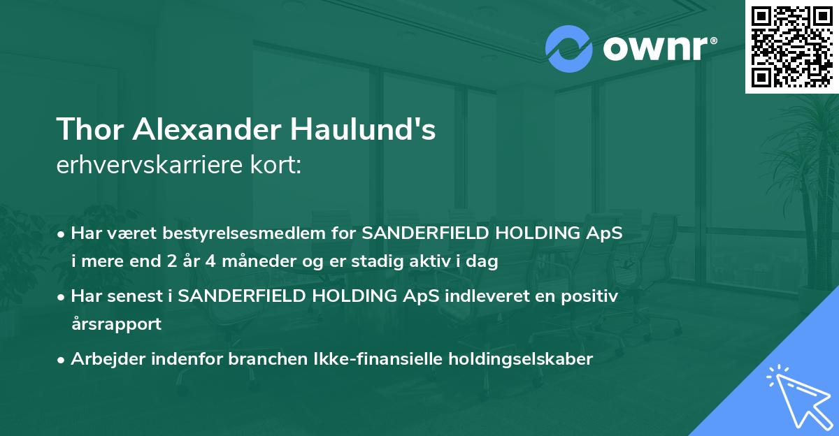 Thor Alexander Haulund's erhvervskarriere kort