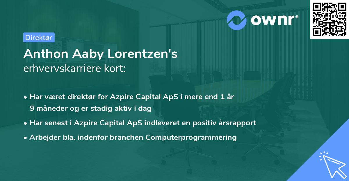 Anthon Aaby Lorentzen's erhvervskarriere kort