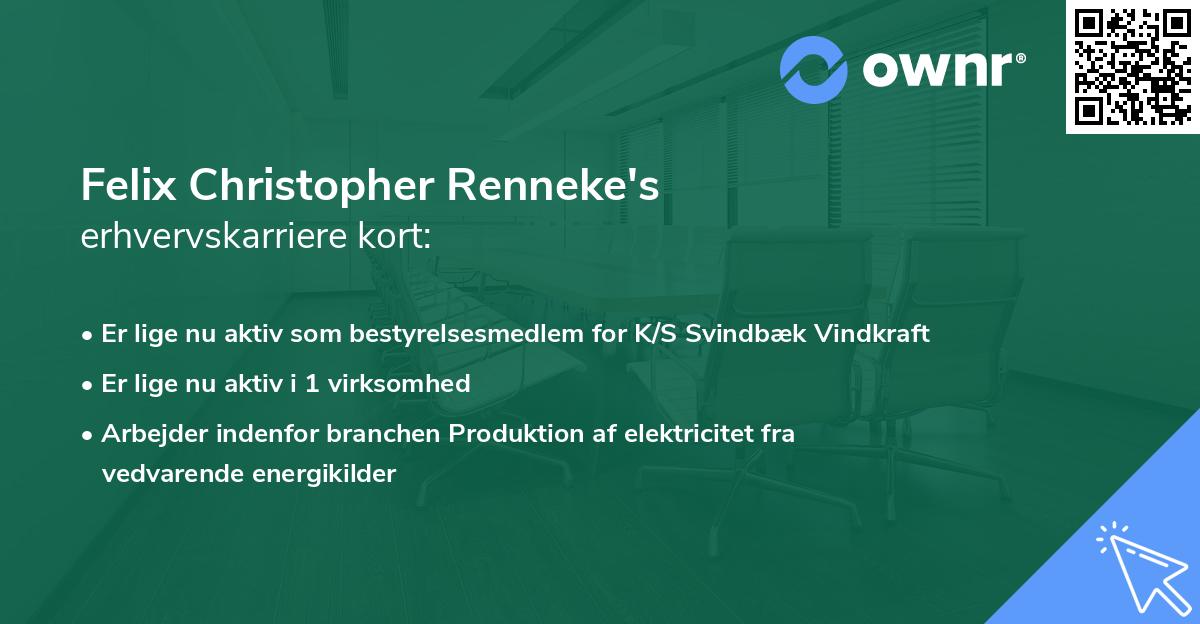 Felix Christopher Renneke's erhvervskarriere kort