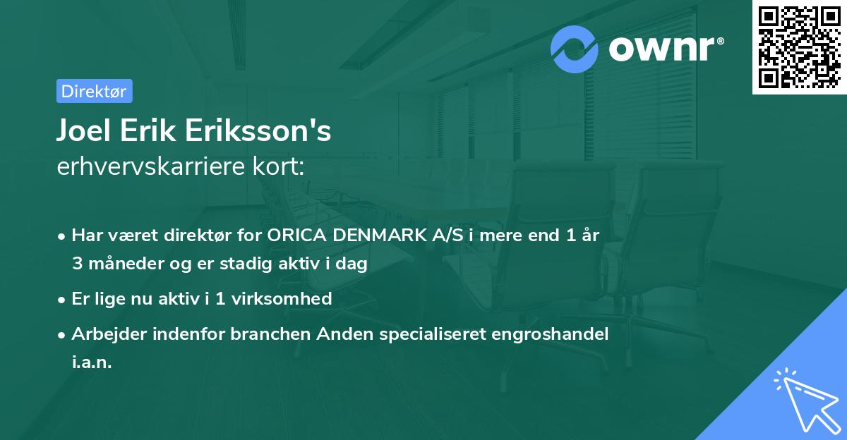 Joel Erik Eriksson's erhvervskarriere kort