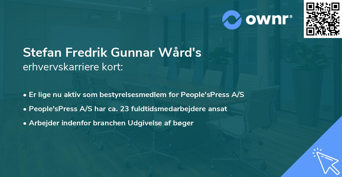 Stefan Fredrik Gunnar Wård's erhvervskarriere kort