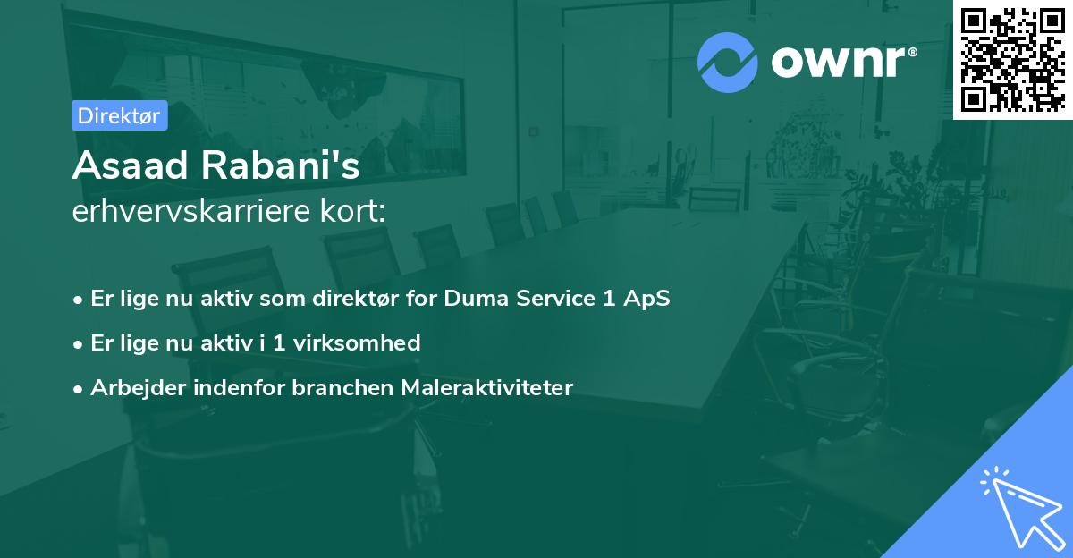 Asaad Rabani's erhvervskarriere kort