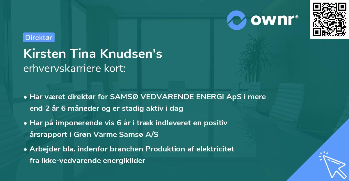 Kirsten Tina Knudsen's erhvervskarriere kort