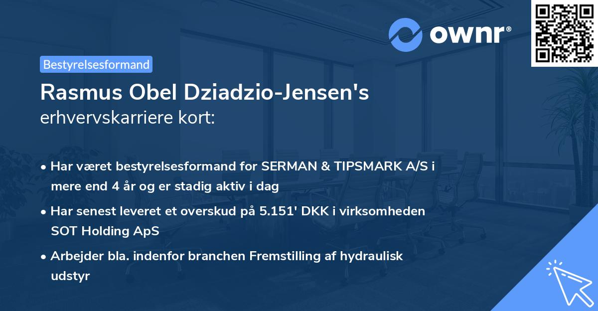 Rasmus Obel Dziadzio-Jensen's erhvervskarriere kort