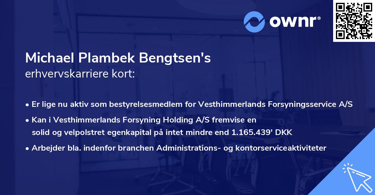 Michael Plambek Bengtsen's erhvervskarriere kort
