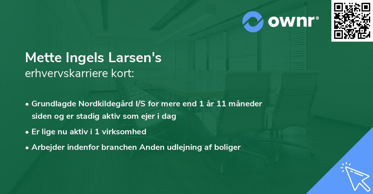 Mette Ingels Larsen's erhvervskarriere kort