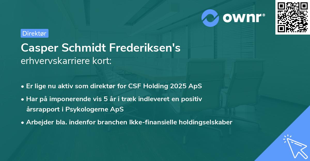 Casper Schmidt Frederiksen's erhvervskarriere kort