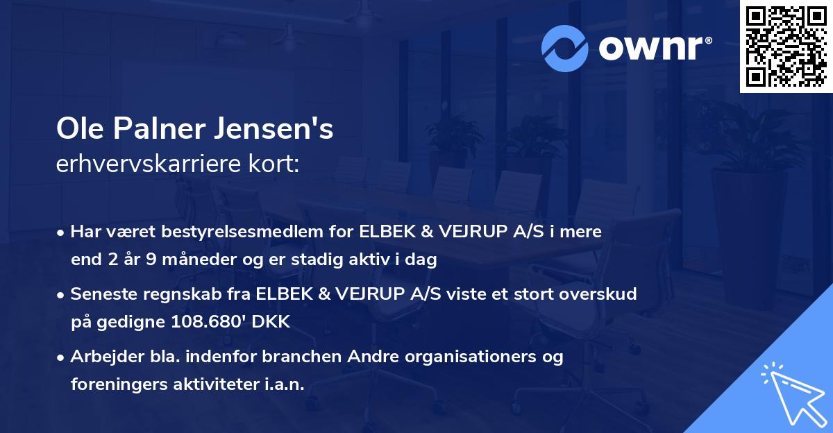 Ole Palner Jensen's erhvervskarriere kort