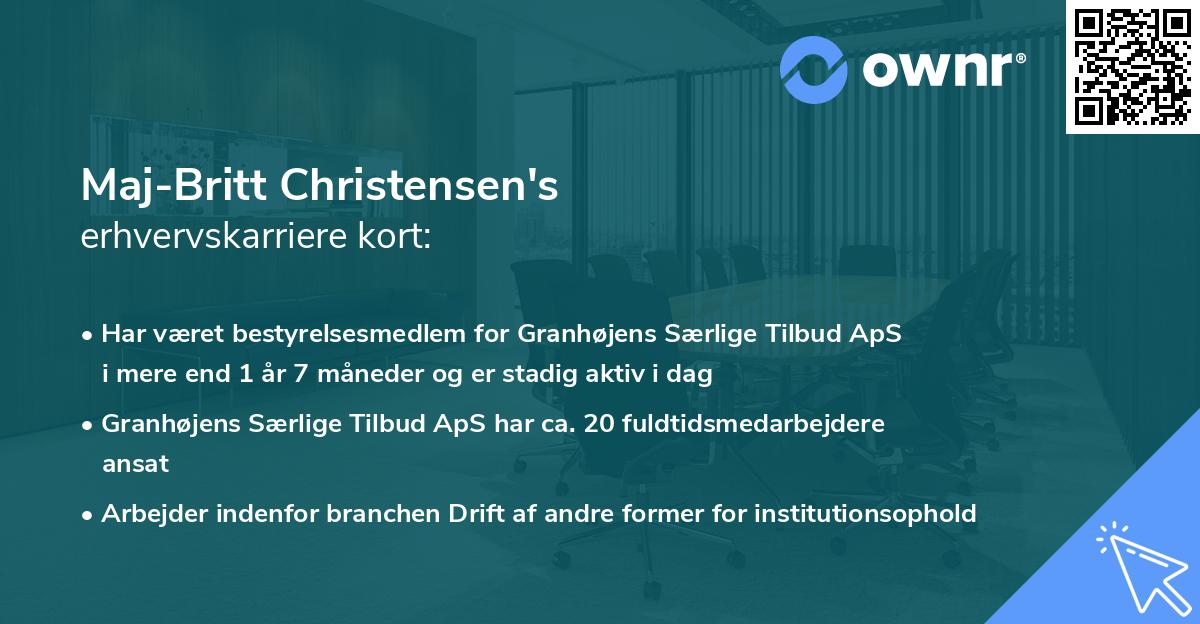 Maj-Britt Christensen's erhvervskarriere kort