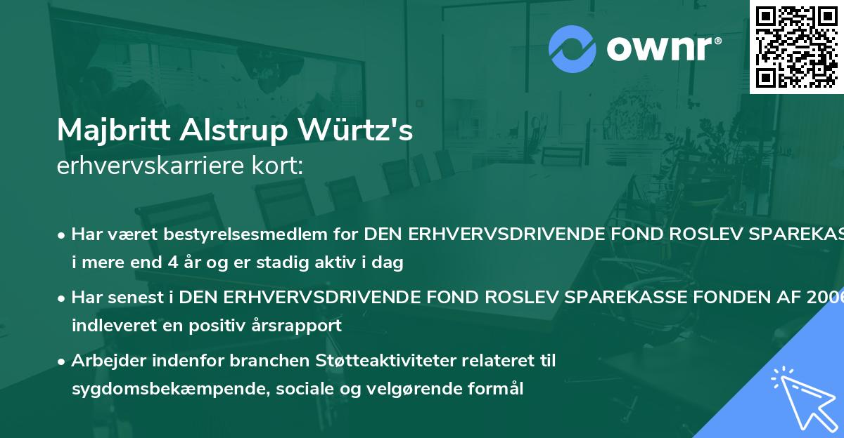 Majbritt Alstrup Würtz's erhvervskarriere kort