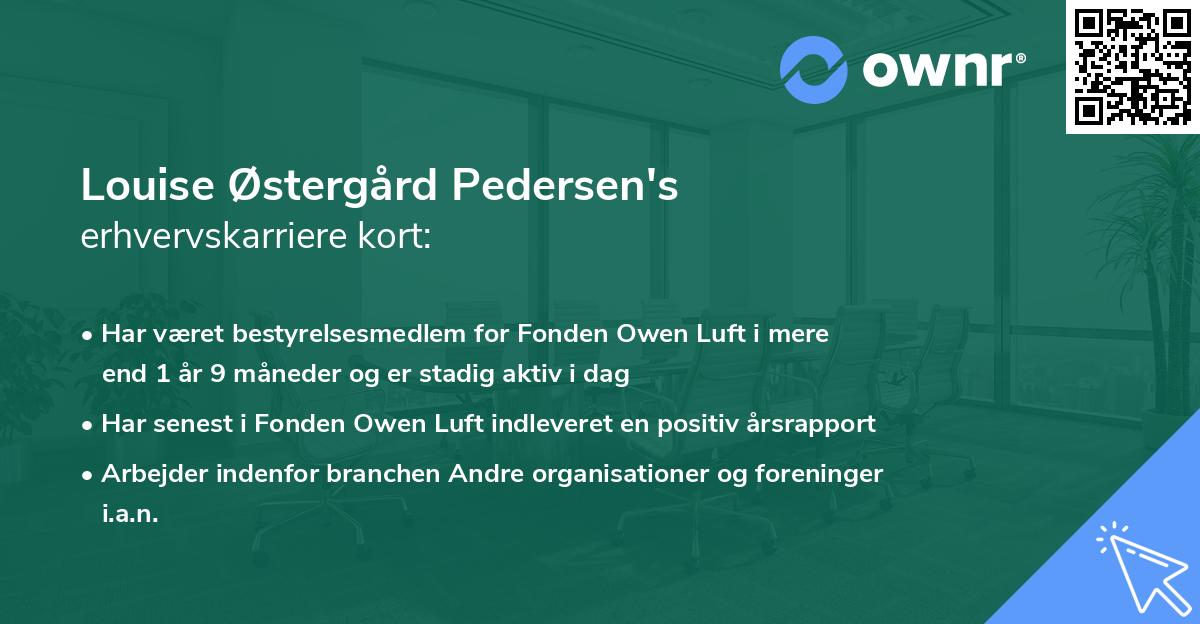 Louise Østergård Pedersen's erhvervskarriere kort