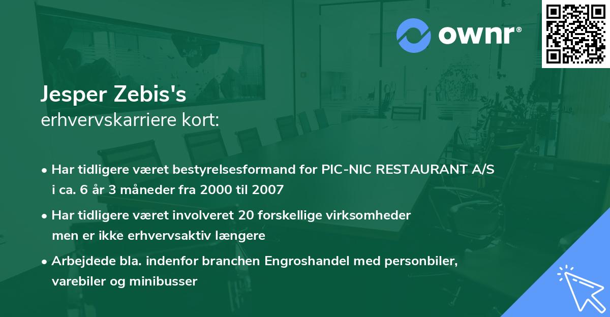Jesper Zebis's erhvervskarriere kort