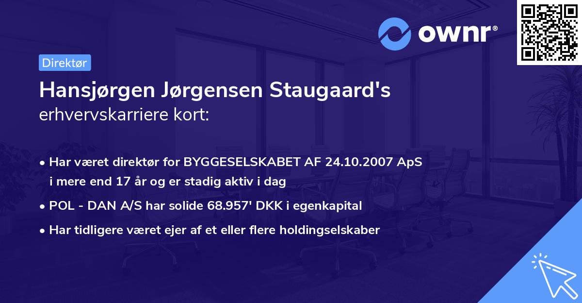 Hansjørgen Jørgensen Staugaard's erhvervskarriere kort