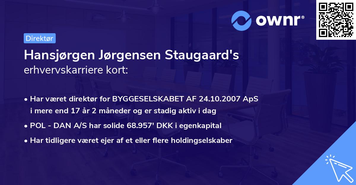 Hansjørgen Jørgensen Staugaard's erhvervskarriere kort