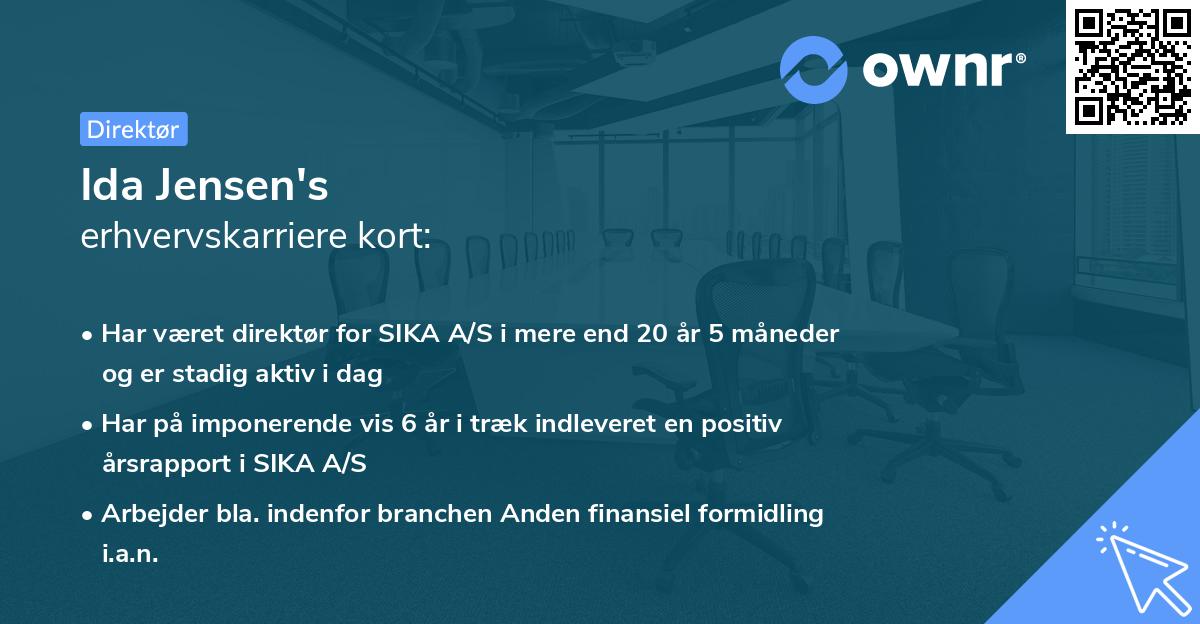 Ida Jensen's erhvervskarriere kort