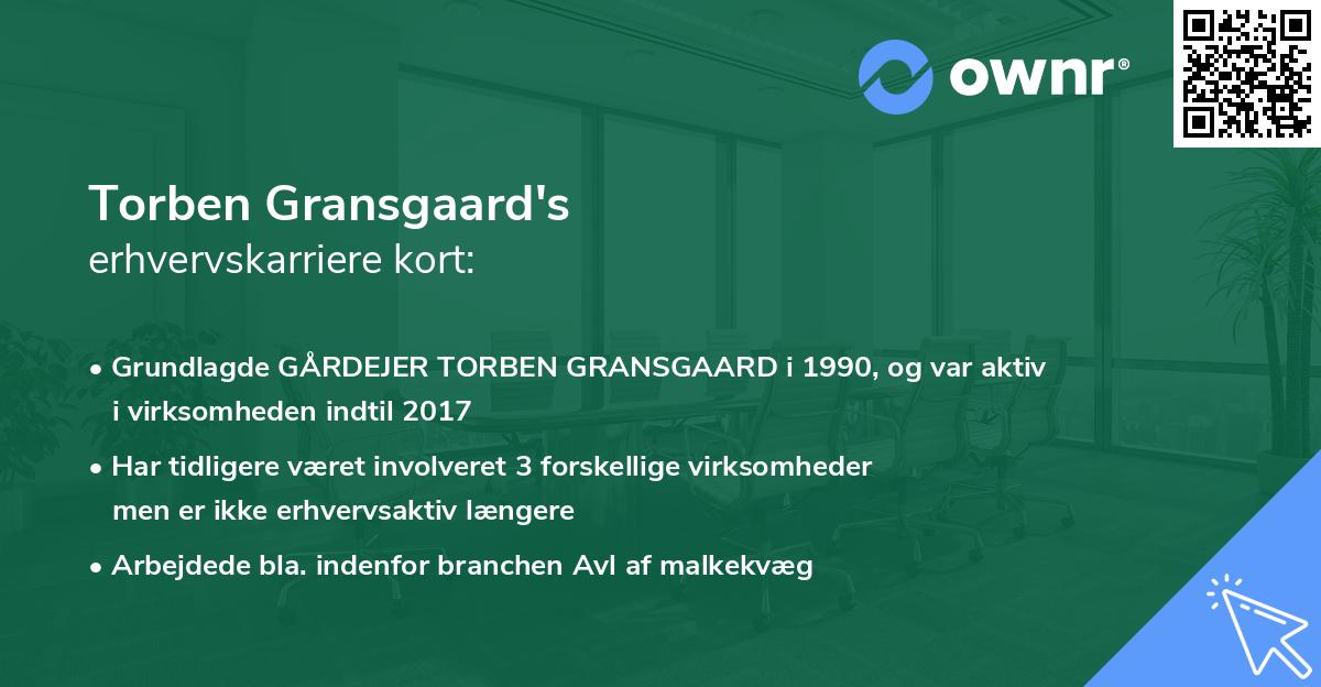 Torben Gransgaard's erhvervskarriere kort