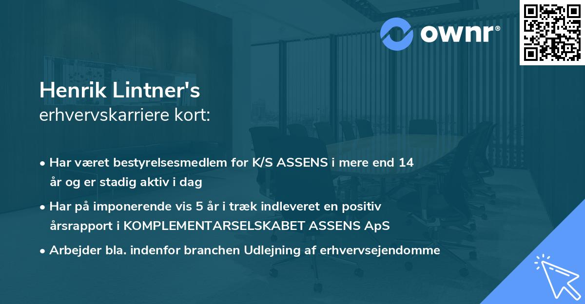 Henrik Lintner's erhvervskarriere kort