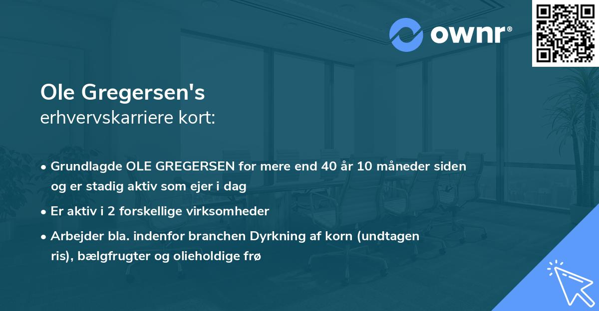 Ole Gregersen's erhvervskarriere kort