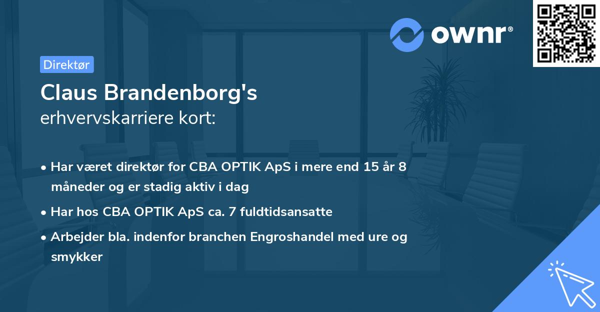 Claus Brandenborg's erhvervskarriere kort