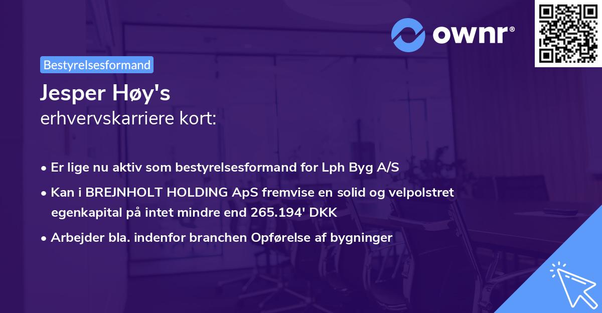 Jesper Høy's erhvervskarriere kort