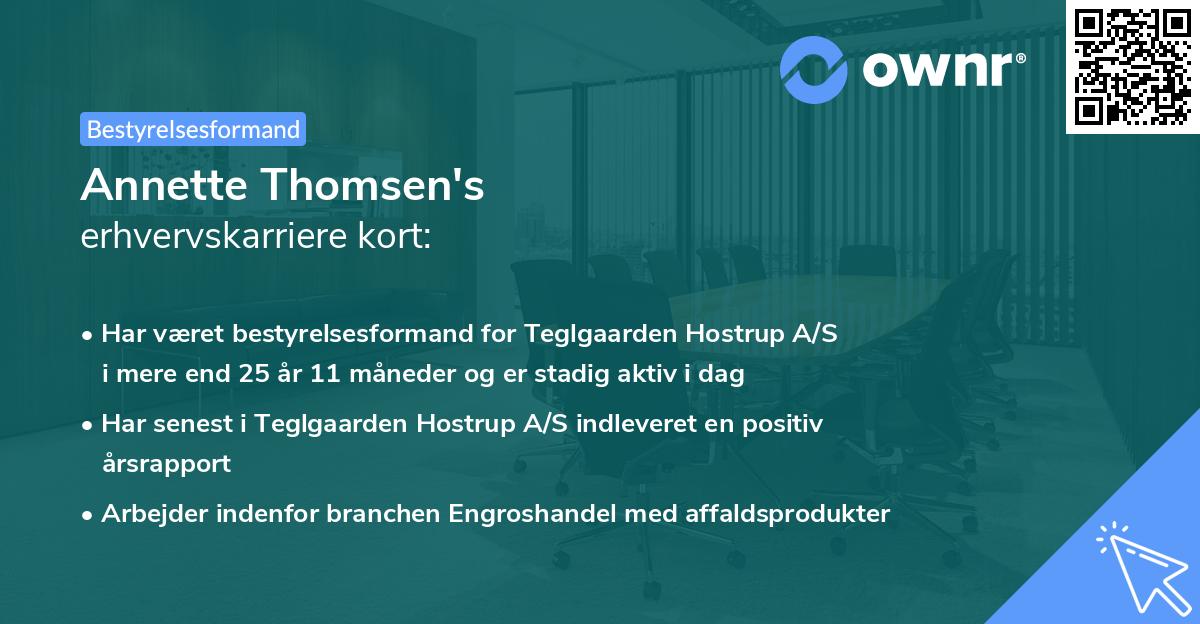 Annette Thomsen's erhvervskarriere kort