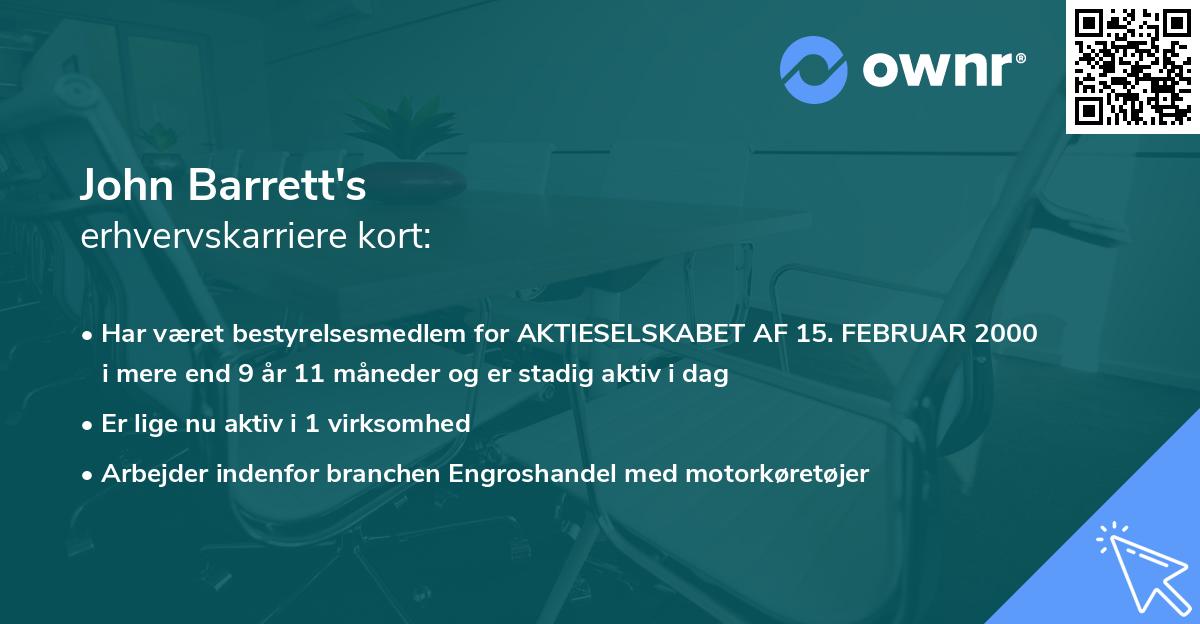John Barrett's erhvervskarriere kort