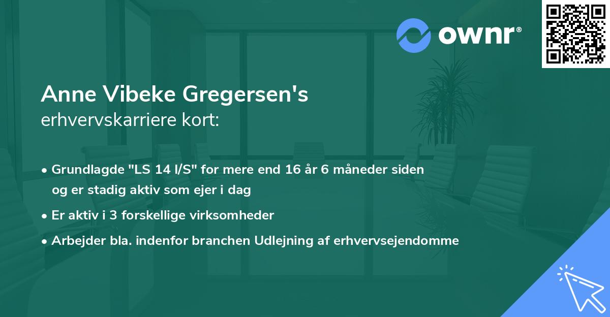 Anne Vibeke Gregersen's erhvervskarriere kort