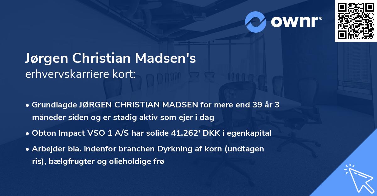 Jørgen Christian Madsen's erhvervskarriere kort