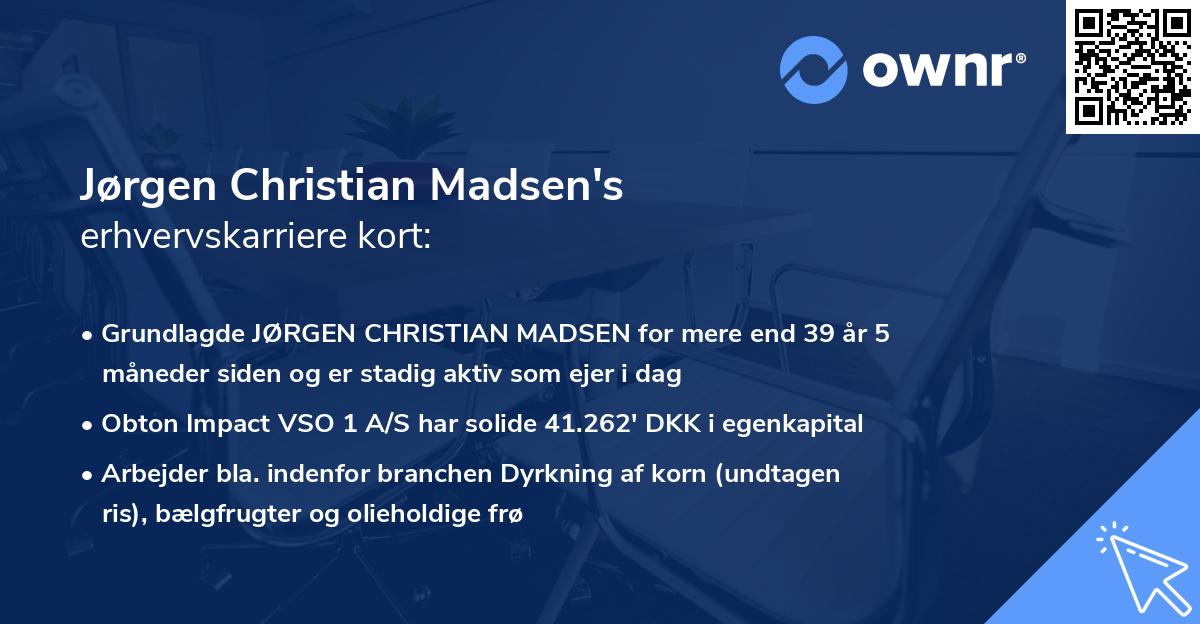 Jørgen Christian Madsen's erhvervskarriere kort