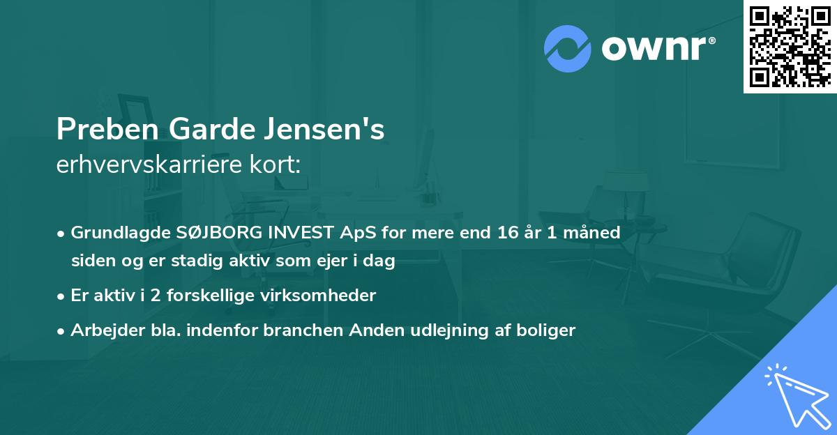 Preben Garde Jensen's erhvervskarriere kort