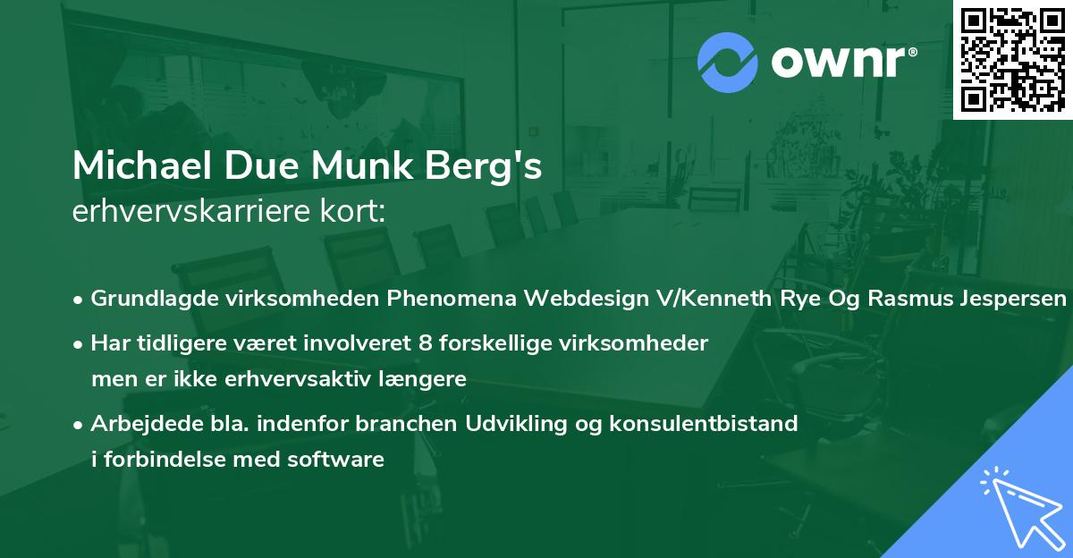 Michael Due Munk Berg's erhvervskarriere kort