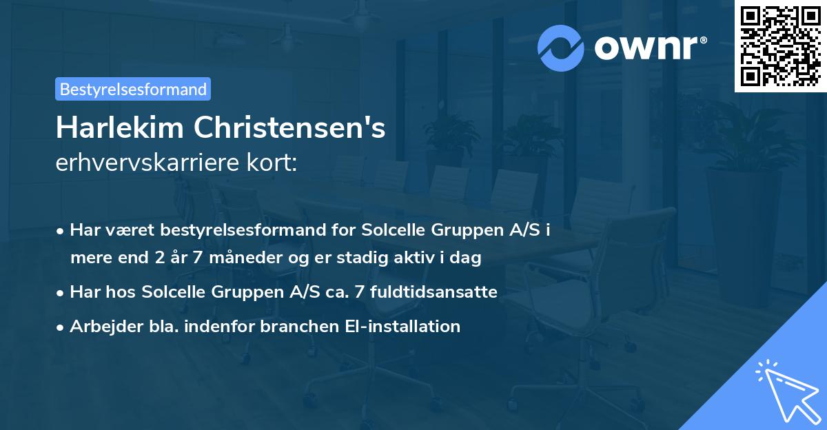 Harlekim Christensen's erhvervskarriere kort