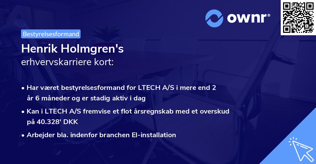Henrik Holmgren's erhvervskarriere kort