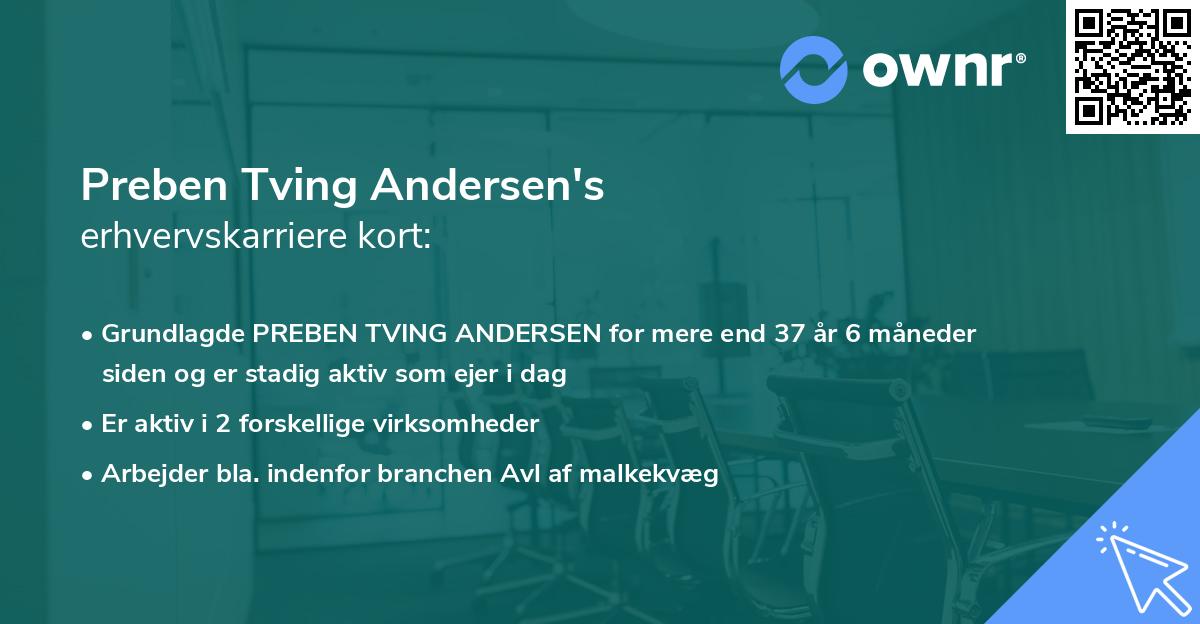 Preben Tving Andersen's erhvervskarriere kort