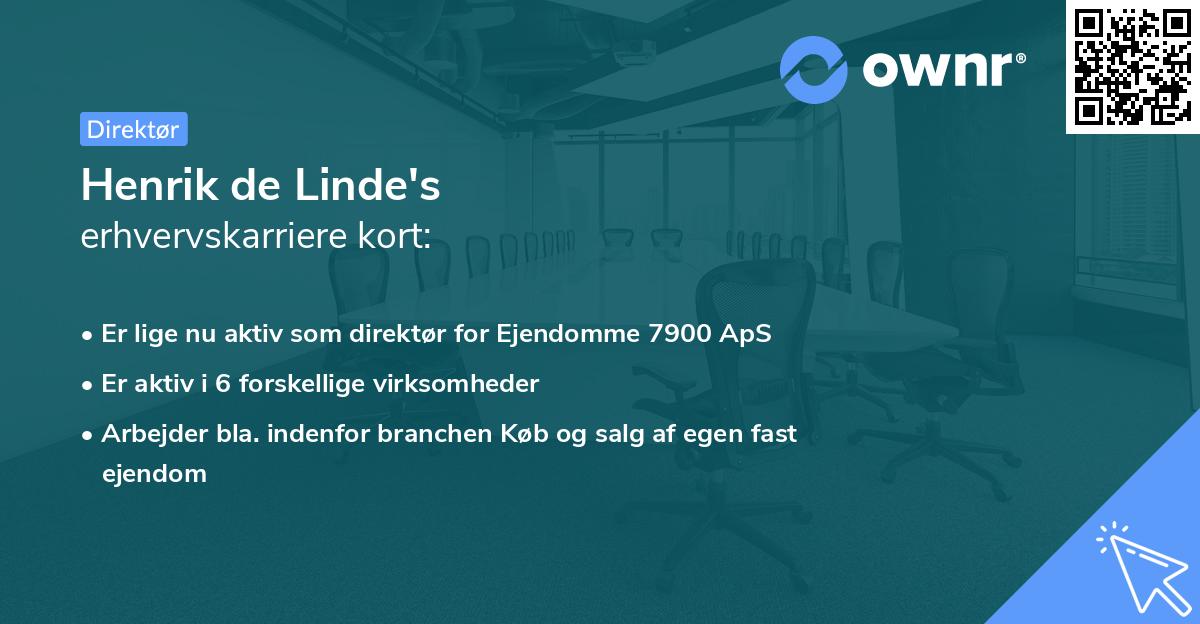 Henrik de Linde's erhvervskarriere kort