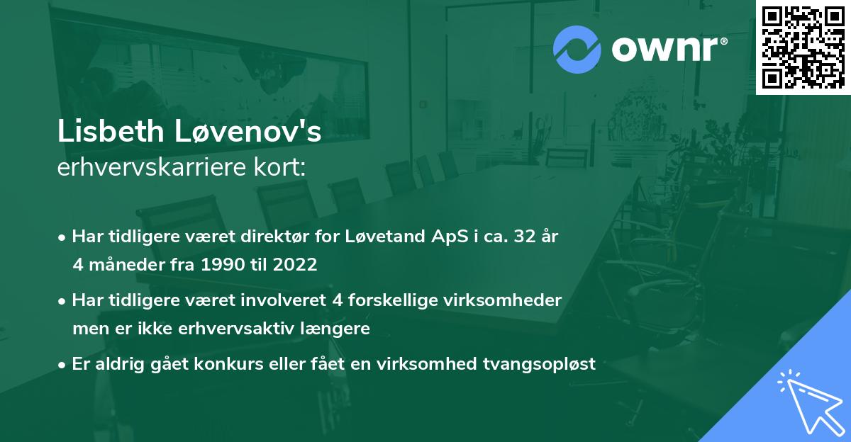 Lisbeth Løvenov's erhvervskarriere kort
