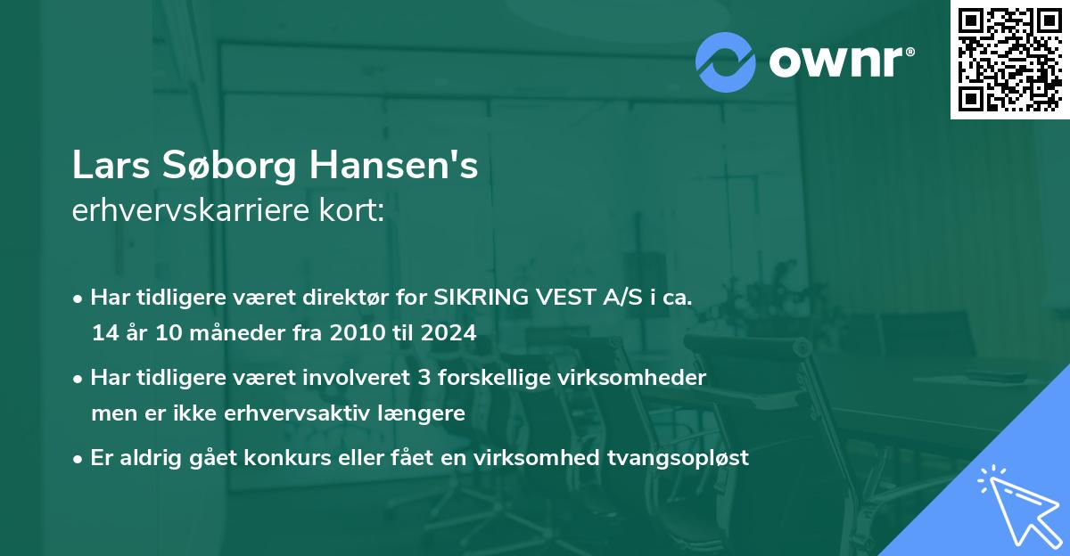 Lars Søborg Hansen's erhvervskarriere kort