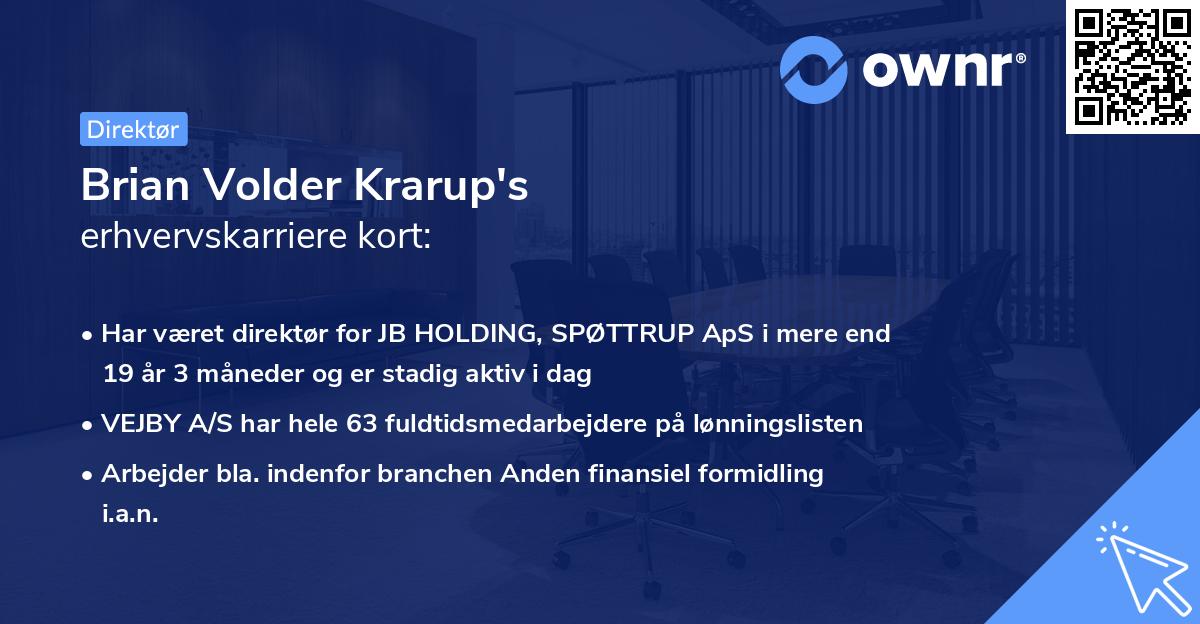 Brian Volder Krarup's erhvervskarriere kort